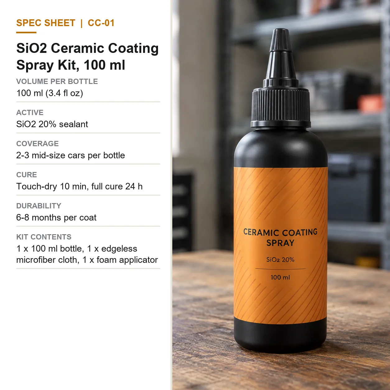 SiO2 Ceramic Coating Spray Kit, 100 ml