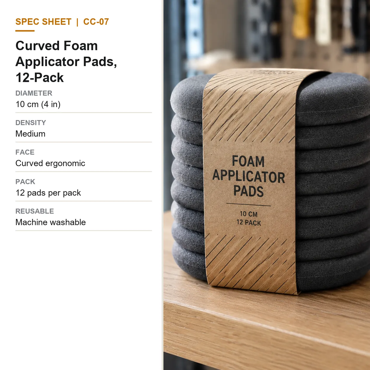 Curved Foam Applicator Pads, 12-Pack