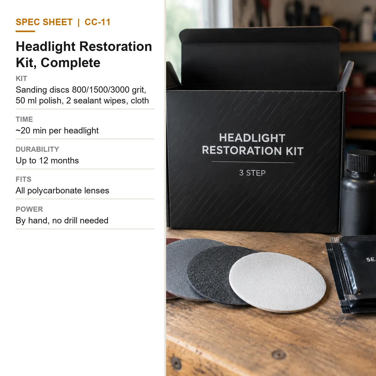 Headlight Restoration Kit, Complete
