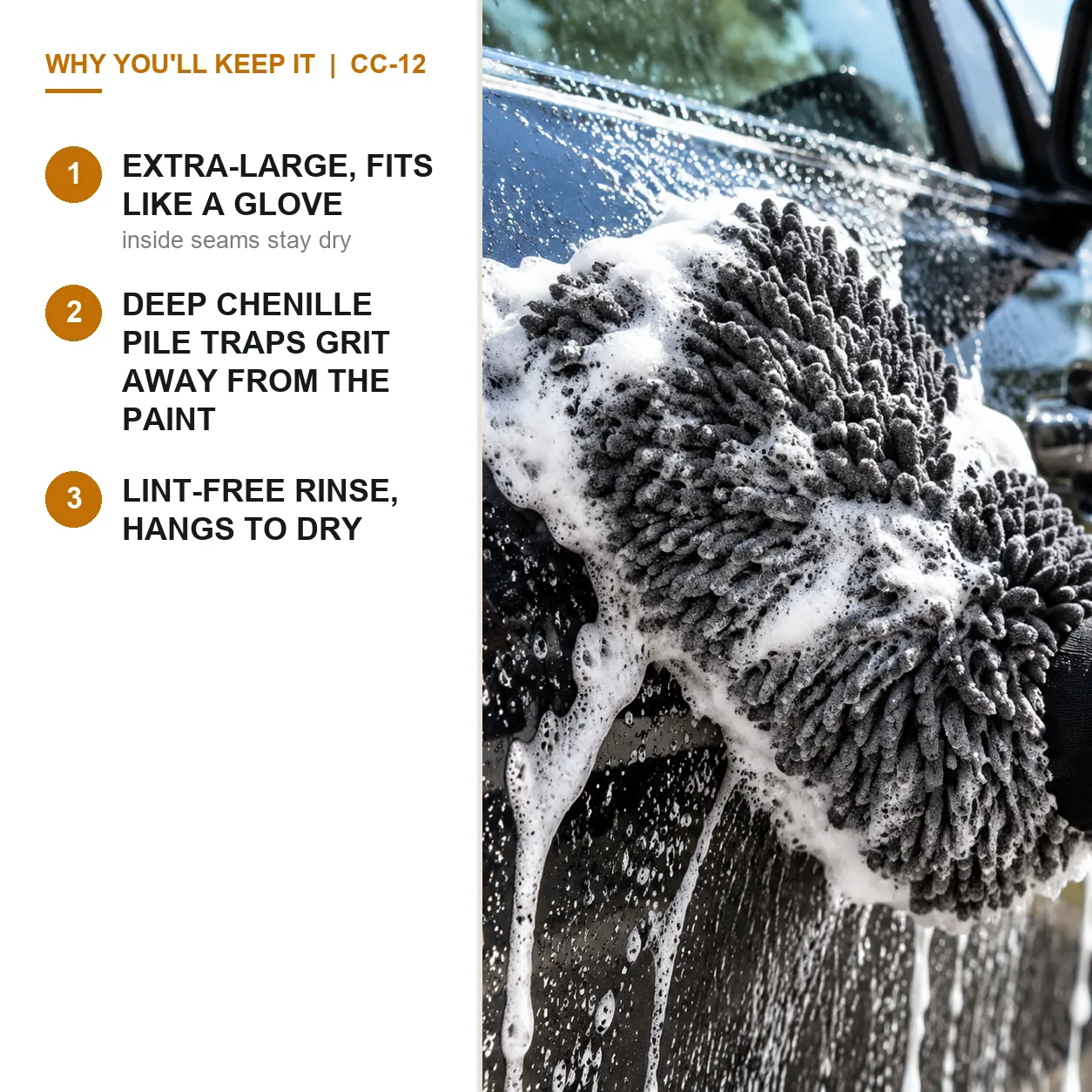 Double-Face Chenille Wash Mitt, XL