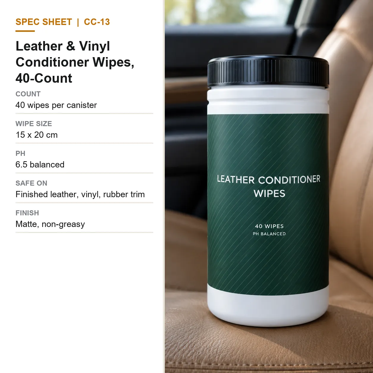 Leather & Vinyl Conditioner Wipes, 40-Count