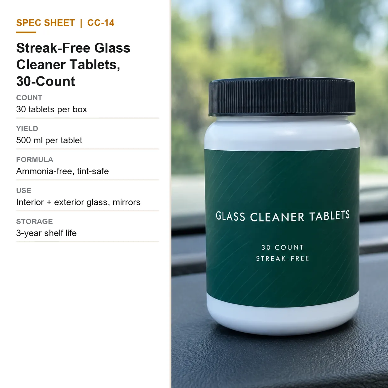 Streak-Free Glass Cleaner Tablets, 30-Count